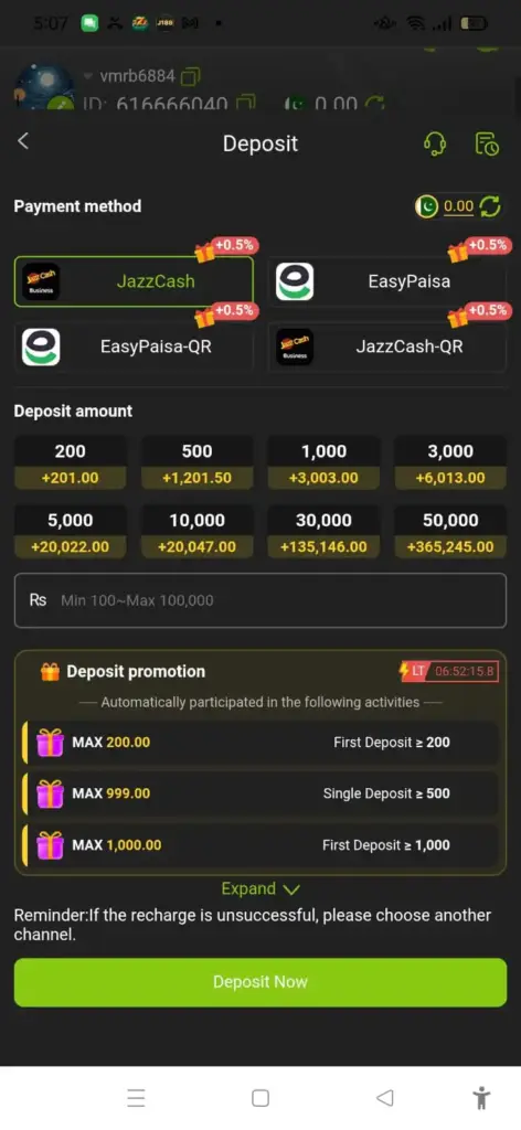 ZS999 Game Deposit Process